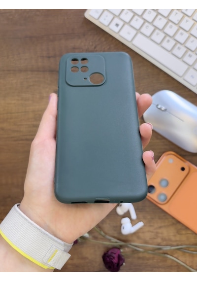 Redmi 10c / Poco C40 Uyumlu Kamera Korumalı Darbeye Dayanıklı Renk Atmayan Fab Silikon Kılıf Haki