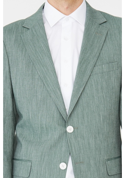 Yeşil Dokulu Modern Slim Fit Şehir Stili Takım Elbise Desenli