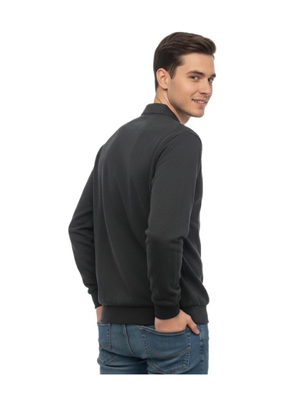 Baglan Erkek Büyük Beden Polo Yaka Cepli Selanik Sweatshirt Bgl-st04978 Antrasit