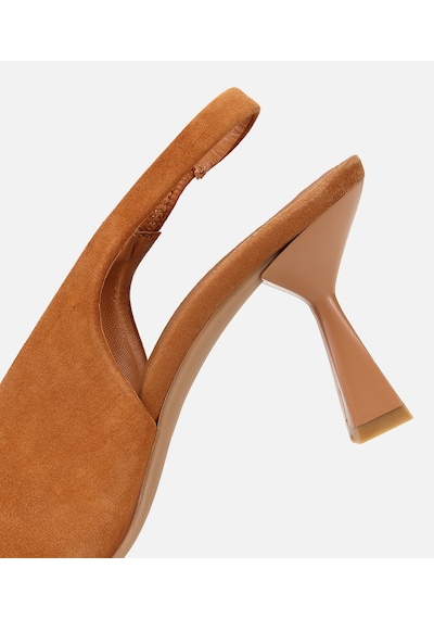 Hotiç Kadın Süet Deri Taba Yumuşak Dokulu Kısa Topuklu Stiletto
