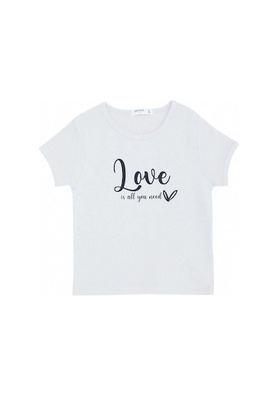 Breeze Kız Çocuk Pamuklu Love Yazılı T-shirt-14035 Beyaz