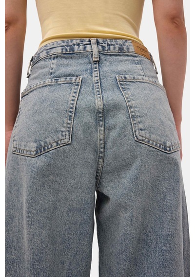 Itsbasic Kadın Kot Renk 4s6-32 Relax Fit Esnek Kumaş Denim Jean Mavi