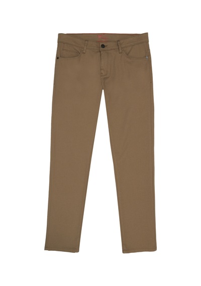 AC&Co / Altınyıldız Classics Erkek Bej Slim Fit Dar Kesim 5 Cep Armürlü Esnek Pantolon Bej