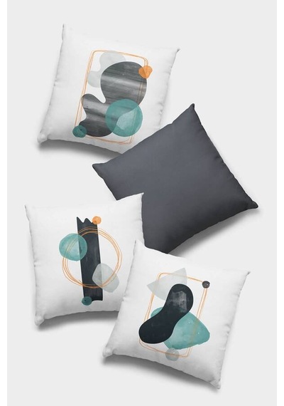 Antrasit Modern Çift Taraflı 4'lü Set Kırlent Kılıfı 4kr051n11