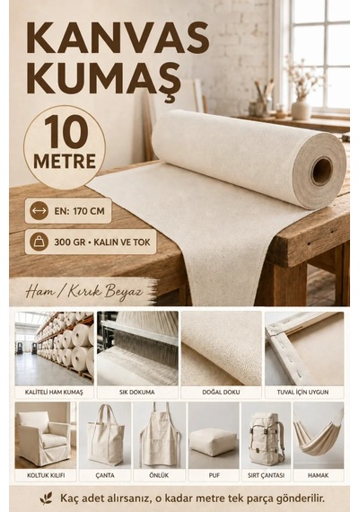 Kanvas Kumaş, Çanta , Tuval, Punch, Nakış, Branda Ve Güneşlik Yapımına Uygun En : 170cm Bej