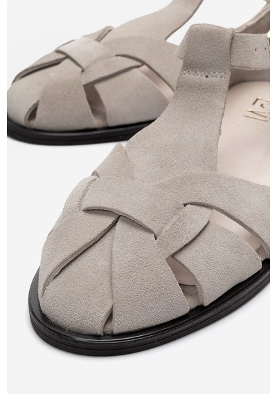 Luvishoes Dexara Bej Süet Hakiki Deri Kadın Sandalet