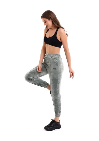 Winmoda34 Kadife Eşofman Jogger Çağla-yeşili