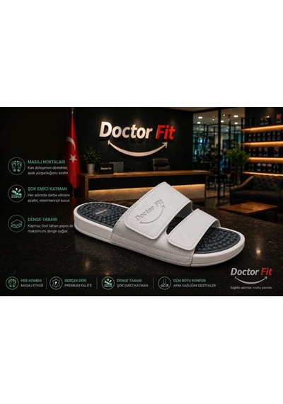 Doctor Fit Refleksoloji Rahatlatıcı,akapunktur Masaj Terliği Beyaz Erkek Terliği 41 Numara