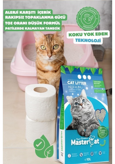 Hypoallergenic Formül Aktif Karbonlu Kedi Kumu 10l