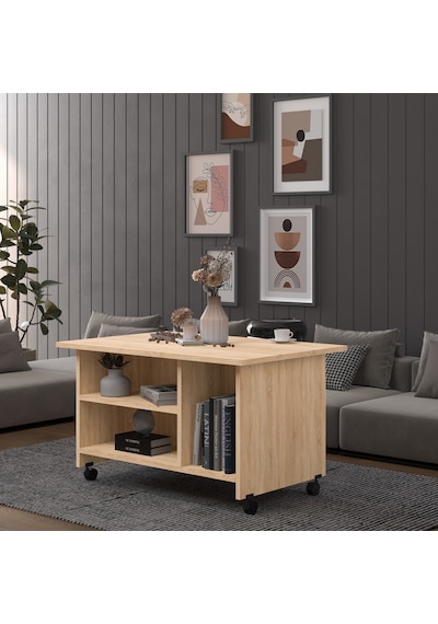 Asra Trend Orta Sehpa OS001 %100 MDF Tekerlekli İki Katlı Geniş Raf Takımı Safir Meşe Asra Trend Orta Sehpa OS001 %100 MDF Tekerlekli İki Katlı Geniş Raf Takımı Safir Meşe
