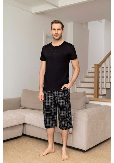 Aydoğan Erkek Civan Modal Bermuda Siyah Pijama Takım 0030 Siyah