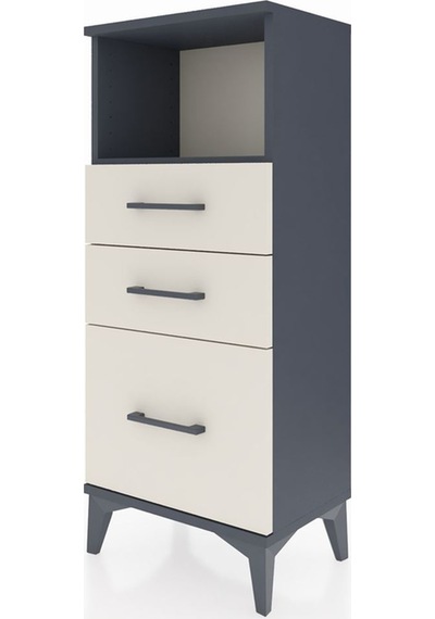 Arges Komodin Tek Raflı 3 Çekmeceli 44x30x106 Antrasit-aytaşı Antrasit