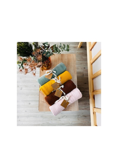 Çift Katlı Müslin Battaniye Geniş En 100 x 120 CM Müslin Örtü Pudra Pembe