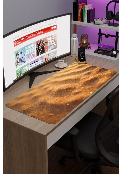 Kum Kaymaz Dikişli Kauçuk Oyuncu Mousepad V2 - 90x40 Xxl Gaming Mouse Pad Fare Altlığı