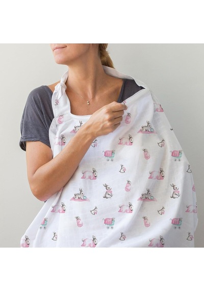 % 100 Pamuk Müslin Bebek Emzirme Önlüğü Bébé Lapin Rose Feed1019