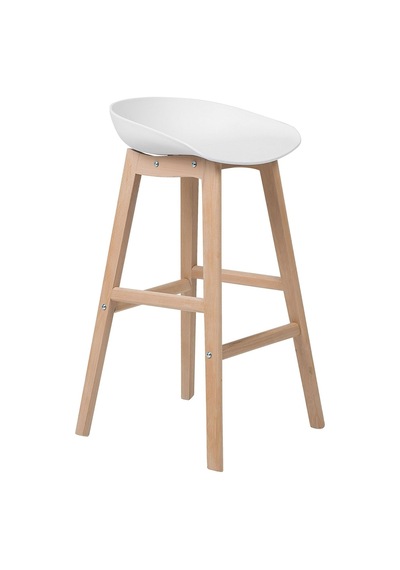 Beliani Belıanı Mıcco 2 Li Bar Sandalyesi Seti, Iskandinav Tarzı, 72 Cm Oturma Yüksekliği, Minimalist Tasarım Beyaz