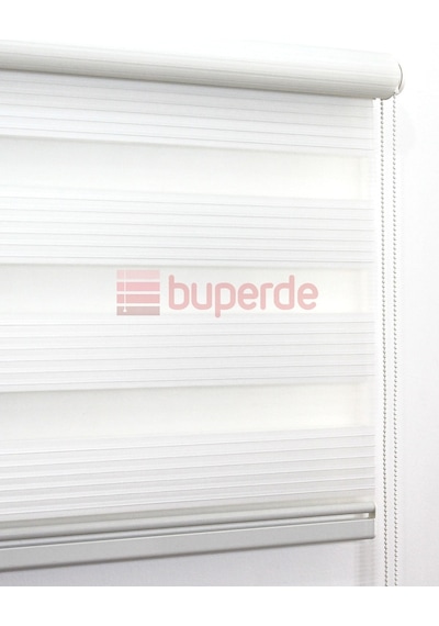 Buperde Beyaz Dar Pilise Pliseli Zebra Stor Perde
