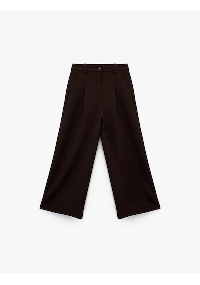Koton Beli Ayarlanabilir Lastikli Basic Geniş Paça Pantolon Kahverengi 6wkg40069aw Kahve