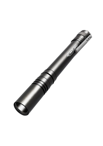 Mini Led El Feneri Kalem Tipi Taşınabilir Metal Gövdeli Cep Feneri Klipsli 1w Led Pilli Gri