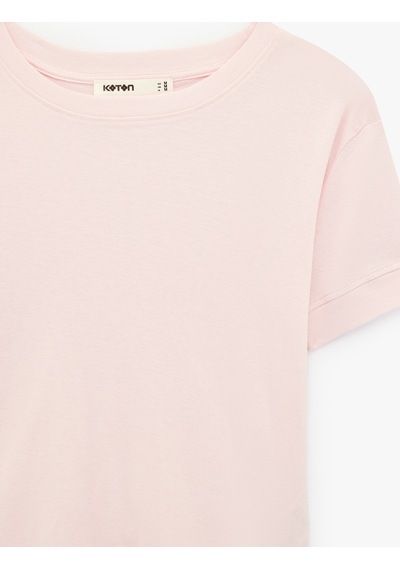 Koton Slim Fit Kısa Kollu Bisiklet Yaka Basic Tişört Pembe 6sak50400ek Gül