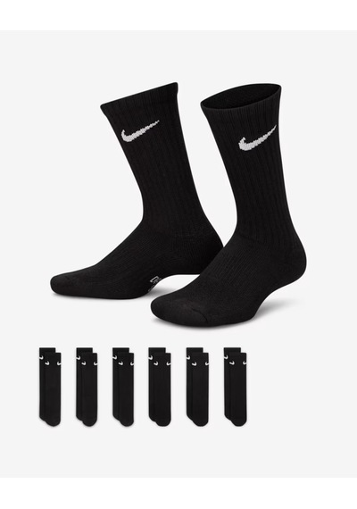 Nike Sx6910-010 Everyday Destekli Crew Çocuk Çorapları 6 Çift Sıyah