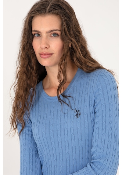 U.S. Polo Assn. Kadın Açık Mavi Bisiklet Yaka Basic Kazak 50313626-VR003