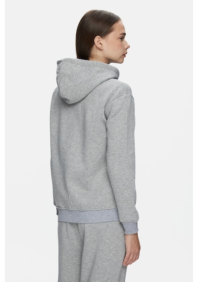 Ucla Joyce Gri Kapüşonlu Ve Fermuarlı Aplikeli Standard Fit Kadın Sweatshirt Gri