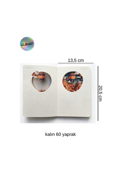 Hediyelik Lüks Oval Desen Kesimli Çizgisiz Not Hatıra Defteri 60 Yaprak 13,5x20,5 Cm Kapadokya Kesim