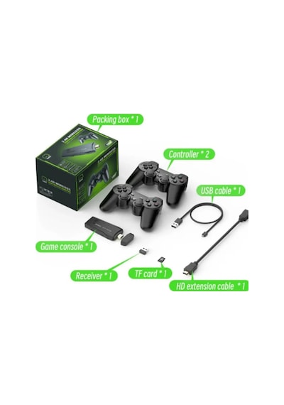 Oyun Konsolu 2.4g Kablosuz Çift Kol Nostaljik Oyunlar 4k Game Stick 10.000 Oyun Atari Gaming Atari