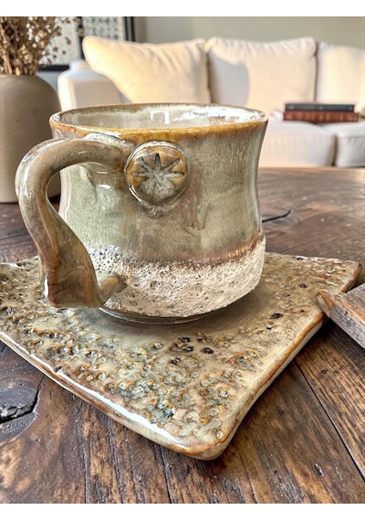 3 Li Terra El Yapımı Stoneware Fincan Açık Bej