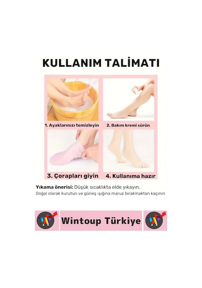 Kadın Ayak Bakım Güzelleştirici Sızdırmaz Yumuşak Elastik Silikon Jel Ayak Nemlendirici Çorap 2 Çift