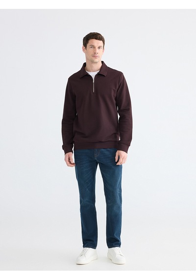 Lcwaıkıkı Classic Mürdüm Polo Yaka Erkek Sweatshirt
