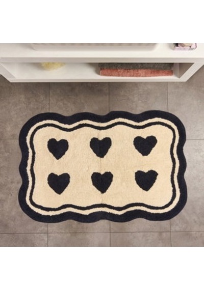Soft Tufting Herz Banyo Paspası - Ekru - 60x90 Cm Çok Renkli
