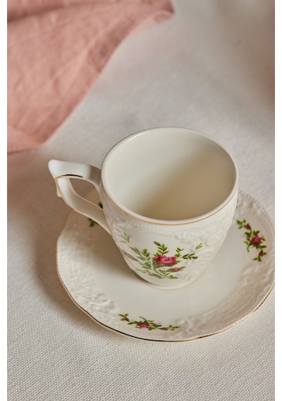 Karaca Vintage Rose Kahve Fincanı Ve Tabağı 100 Ml Çok Renkli