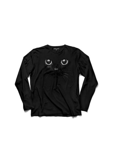 Kara Kedi Silüet Tasarım Göz Black Cat Eye Uzun Kollu Tişört (512970881)