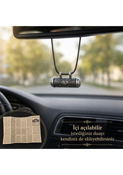 Açılabilir Dua Hazneli Tuğra Motifli Dikiz Aynası Araç Süsü Hediye