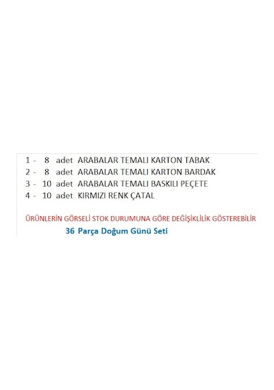 Cars, Arabalar , Şimşek Mcqueen 8 Adet Tabak, 8 Adet Bardak, 10 Peçete, 10 Çatal
