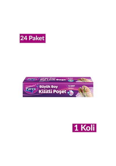 Kilitli Buzdolabı Poşet Büyük Boy 12'li 26 X 28 Cm 24 Paket 1 Koli