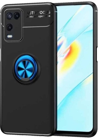 Oppo A54 4g Kılıf Zore Ravel Silikon Kapak Siyah-Mavi