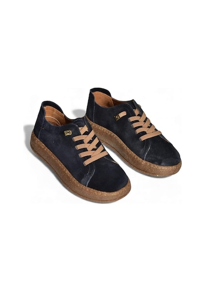 Fox Shoes V999060502 Lacivert Hakiki Deri Süet Kadın Spor Ayakkabı Sneakers Lacivert