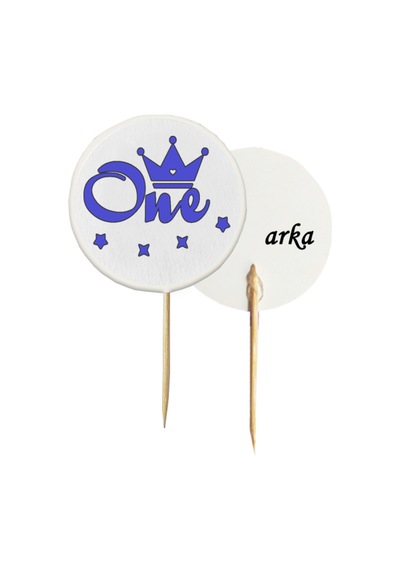 20 Adet Mavi One Baskılı 1 Yaş Cupcake Pasta Kürdanı 6,5 Cm - Toothpick