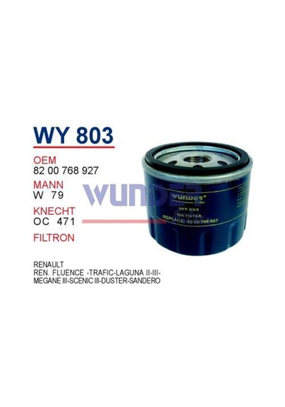 Wunder Wy803 Yag Filtresi - Ren. Fluence -Trafic-Laguna Ii-Iii-Me 540122976