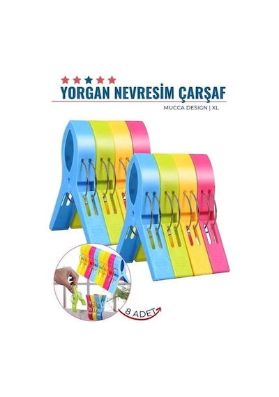 Xl Yorgan Nevresim Çarşaf Mandalı 8 Adet Mucca Design 718221 7/8 Yaş