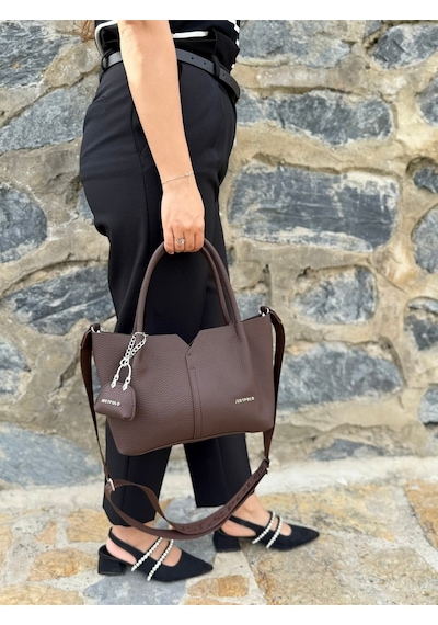 Just Polo Kadın Orijinal Just Polo Yumuşak Deri Ayarlanabilir Askılı Lüks El Ve Omuz Çantası Shoulder Bag Kahverengi