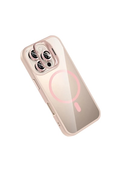 Joko Apple iPhone Uyumlu  16 Pro Max Uyumlu Remim Lensli Magsafe Standlı Kapak - Pembe