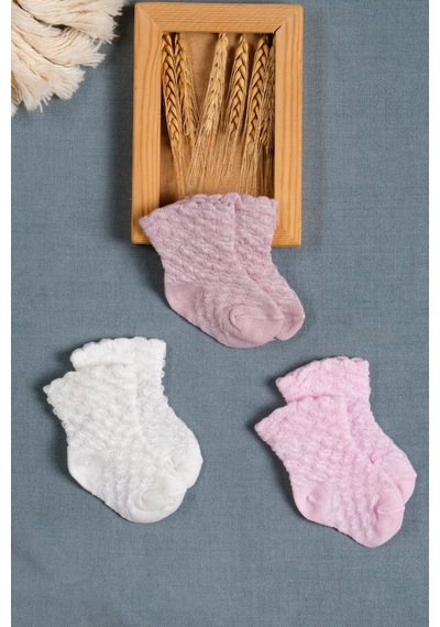 Cocole Socks Kız Çocuk Soket Çorabı 3 Lü Set Pamuklu Klasik Seri & Petek Örgü Desenli Çok Renkli