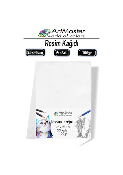 Resim Kağıdı 25x35 50 Li Paket 100 Gr 1 Paket 25 35 Resim Kartonu Kuru Boya Pastel Boya Guaj Boya Sulu Boya Resim Sanatı