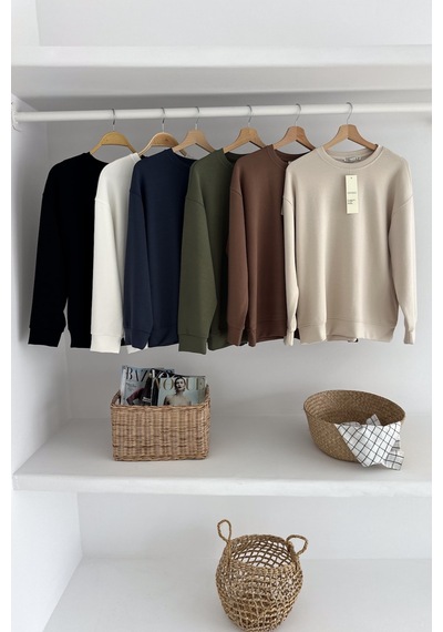 Femelle Füme Modal Kumaş Basic Sweatshirt