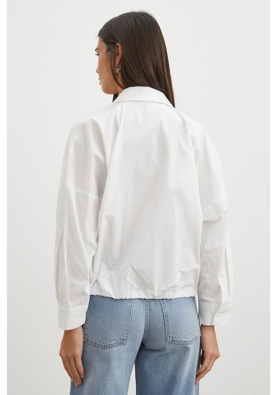 Uterpe White Ruffled Tie Blouse Beyaz