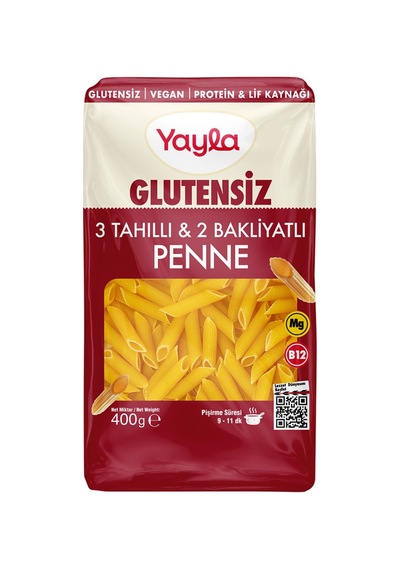 Yayla Glutensiz 3 Tahıl 2 Bakliyat Penne 400 G - 7 Adet Tarı